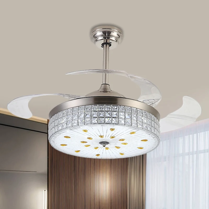 Semi-gemonteerde verlichting van matglas, modernistische 19-inch W LED-hangende ventilatorlamp met kristallen decoratie ch...