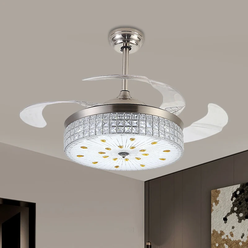 Semi-gemonteerde verlichting van matglas, modernistische 19-inch W LED-hangende ventilatorlamp met kristallen decoratie ch...