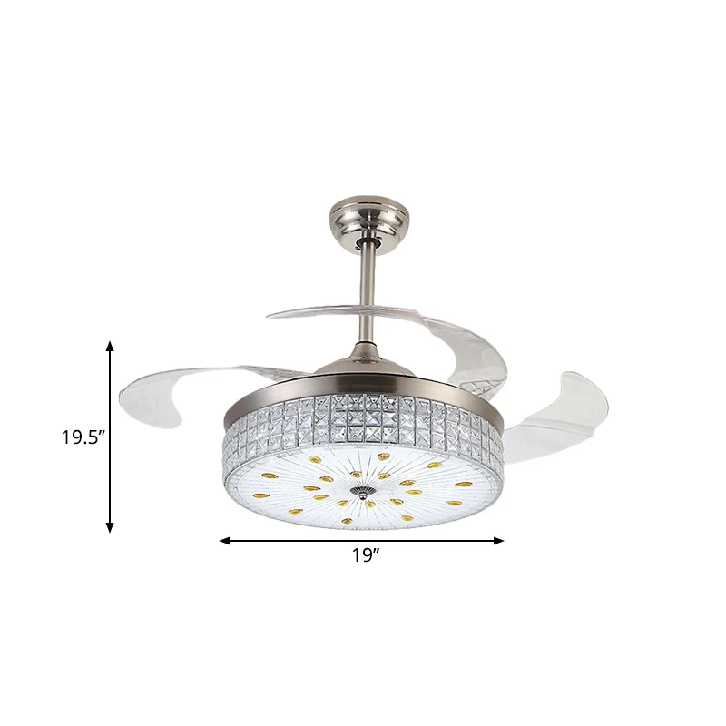 Semi-gemonteerde verlichting van matglas, modernistische 19-inch W LED-hangende ventilatorlamp met kristallen decoratie ch...