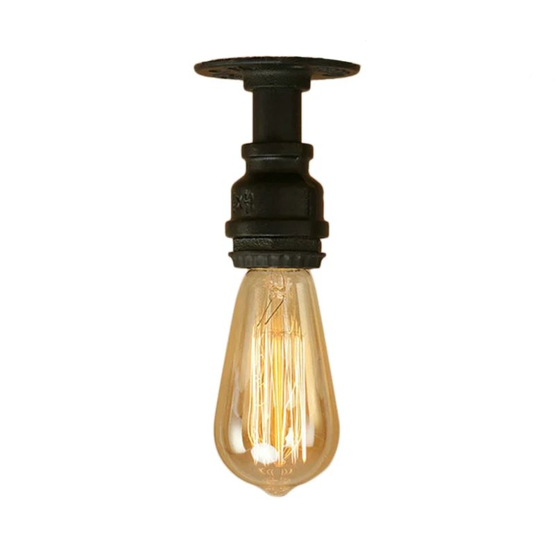 Semi-inbouwlamp met 1 lamp en kale lamp Industrieel zwart metallic mini-semi-inbouwlamp voor gang Clearhalo