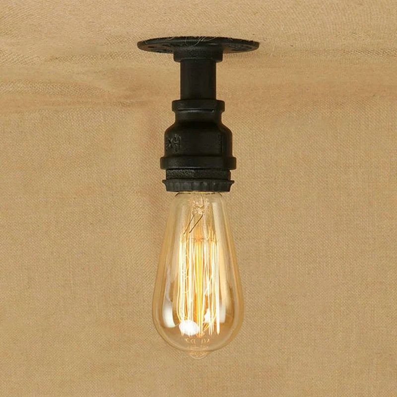 Semi-inbouwlamp met 1 lamp en kale lamp Industrieel zwart metallic mini-semi-inbouwlamp voor gang Clearhalo