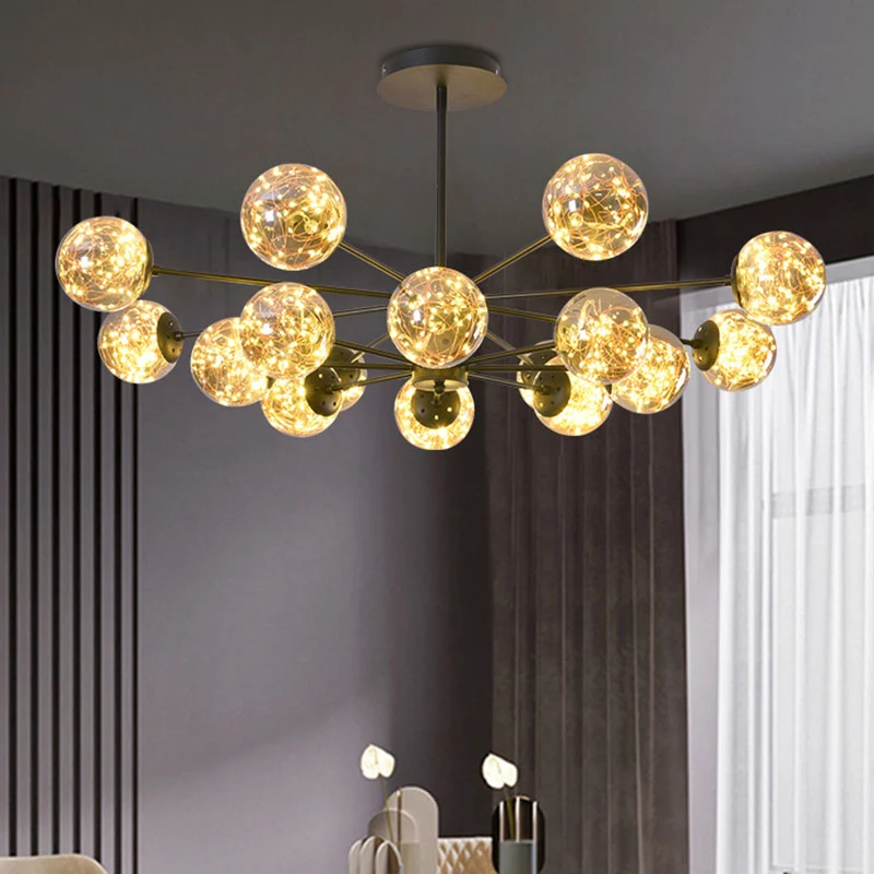 Simplicity plafondkroonluchter zwarte bolvormige slingerlamp met glazen kap voor eetkamer Clearhalo