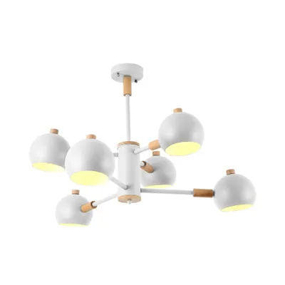 Slaapkamer bol hanglamp ijzer 6 lampen moderne Scandinavische hangende kroonluchter Clearhalo