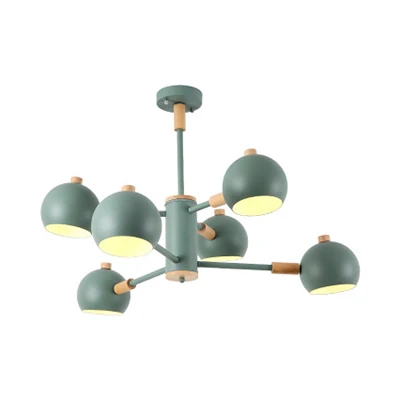 Slaapkamer bol hanglamp ijzer 6 lampen moderne Scandinavische hangende kroonluchter Clearhalo