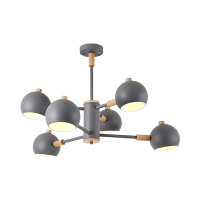 Slaapkamer bol hanglamp ijzer 6 lampen moderne Scandinavische hangende kroonluchter Clearhalo