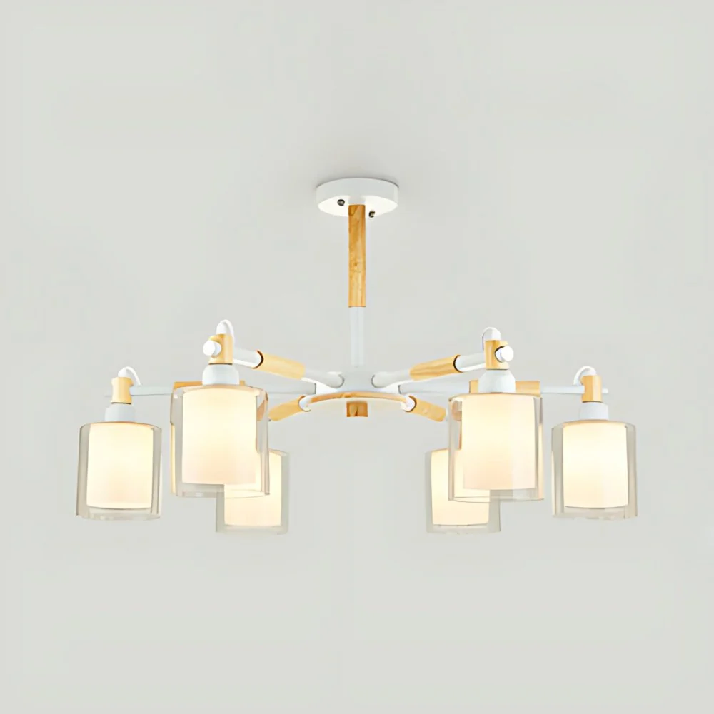 Slaapkamer cilinder hanglamp glas 6 lampen chique moderne hangende hanglamp Clearhalo