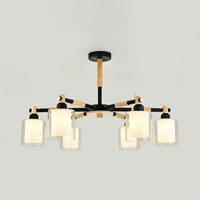 Slaapkamer cilinder hanglamp glas 6 lampen chique moderne hangende hanglamp Clearhalo