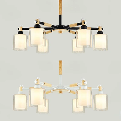 Slaapkamer cilinder hanglamp glas 6 lampen chique moderne hangende hanglamp Clearhalo