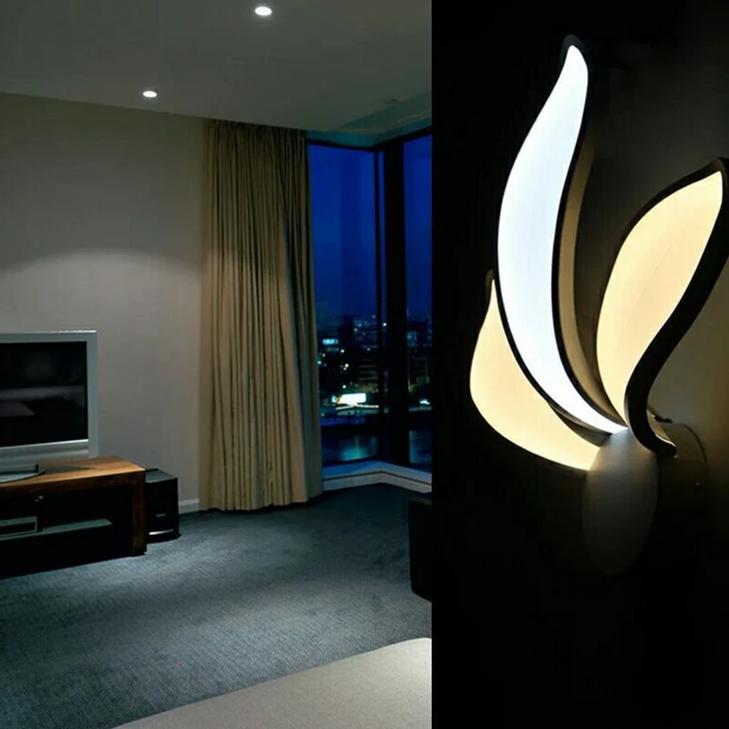 Slaapkamer LED-bloemblaadje wandkandelaar eenvoudig acryl 3-lichts wandverlichtingsideeën neutraal/wit/warm licht Clearhalo