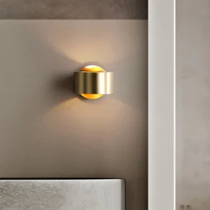 Slaapkamerdecoratie Moderne messing wandkandelaar 1 licht ronde vorm wandmontage licht voor nachtkastje Clearhalo