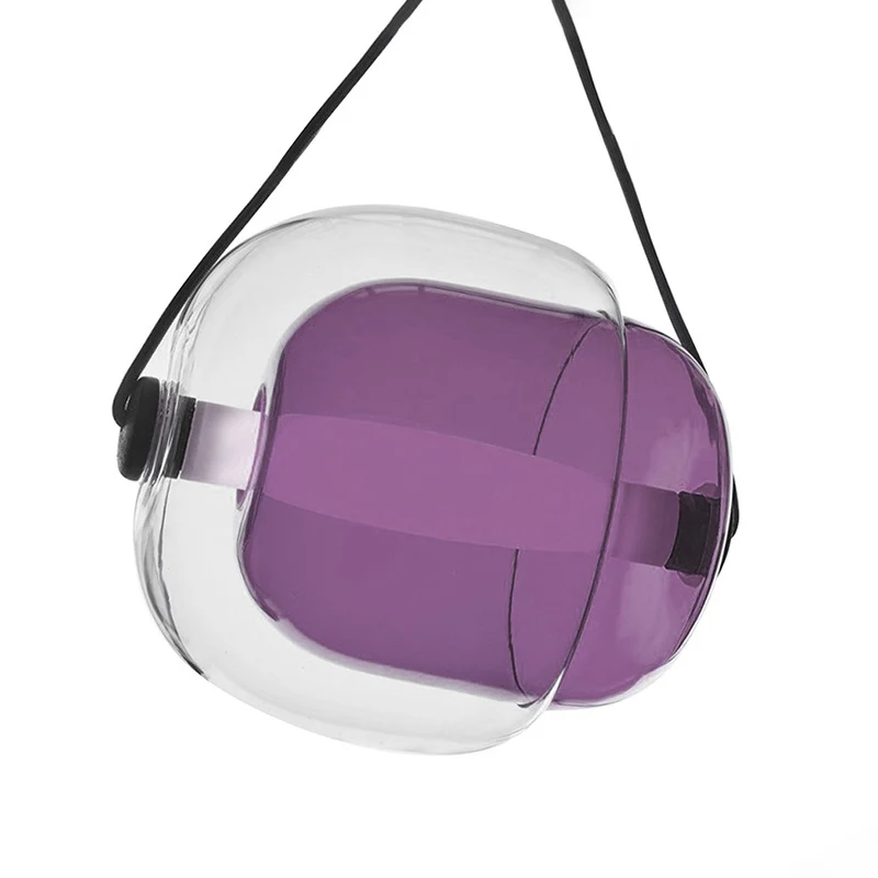 Snoepvormige hanglamp modern helder glas 1-lichts led hangende plafondlamp grijs/geel/paars met snoer Clearhalo