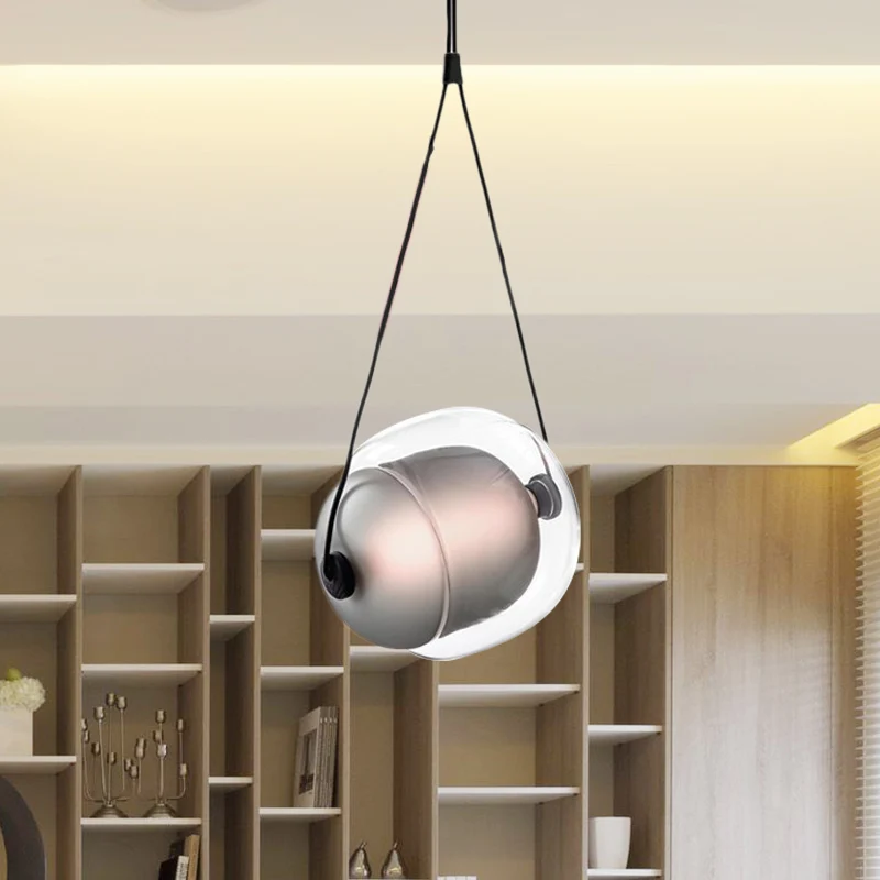 Snoepvormige hanglamp modern helder glas 1-lichts led hangende plafondlamp grijs/geel/paars met snoer Clearhalo