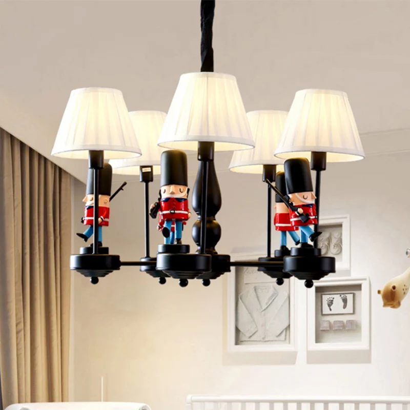 Soldaat Kinderkamer Kroonluchter Hanglamp Hars Cartoon Hanglamp met taps toelopende stoffen kap Clearhalo