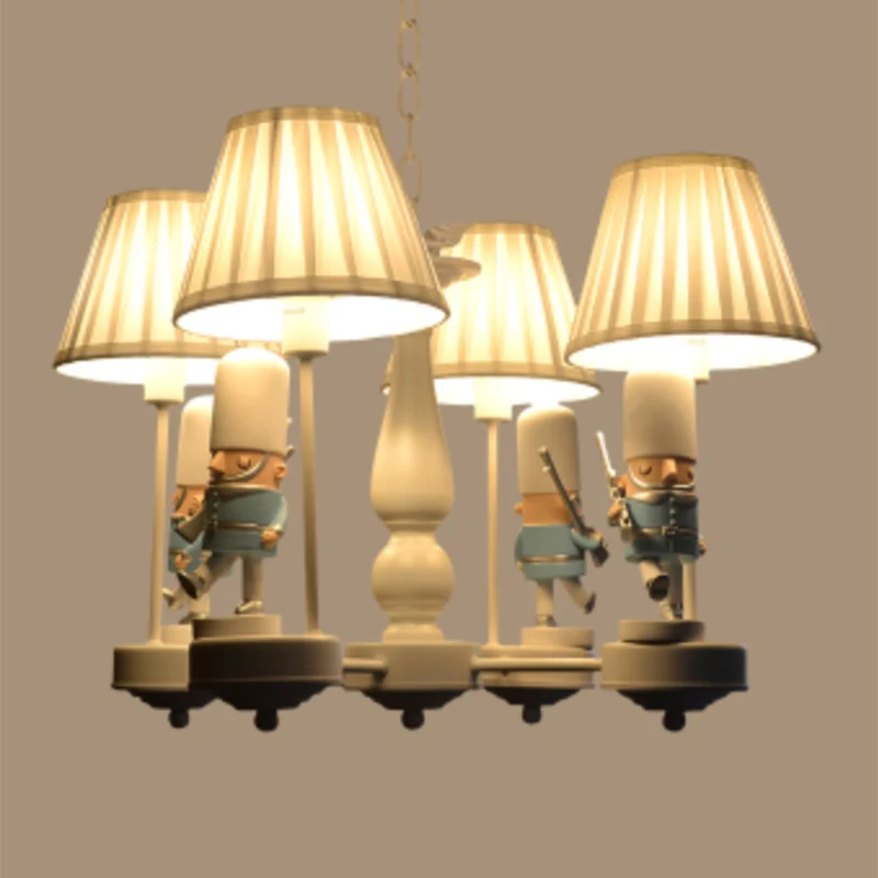 Soldaat Kinderkamer Kroonluchter Hanglamp Hars Cartoon Hanglamp met taps toelopende stoffen kap Clearhalo