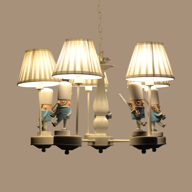 Soldaat Kinderkamer Kroonluchter Hanglamp Hars Cartoon Hanglamp met taps toelopende stoffen kap Clearhalo