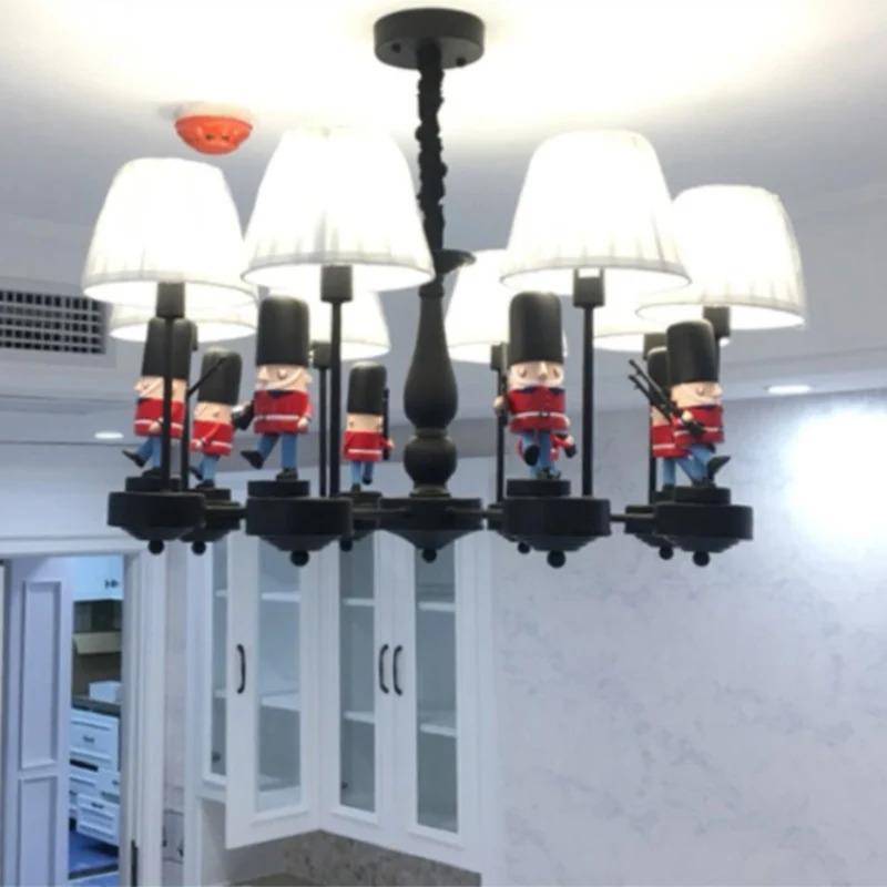 Soldaat Kinderkamer Kroonluchter Hanglamp Hars Cartoon Hanglamp met taps toelopende stoffen kap Clearhalo