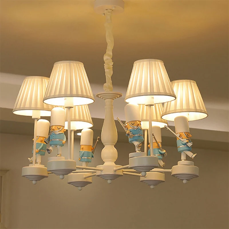 Soldaat Kinderkamer Kroonluchter Hanglamp Hars Cartoon Hanglamp met taps toelopende stoffen kap Clearhalo
