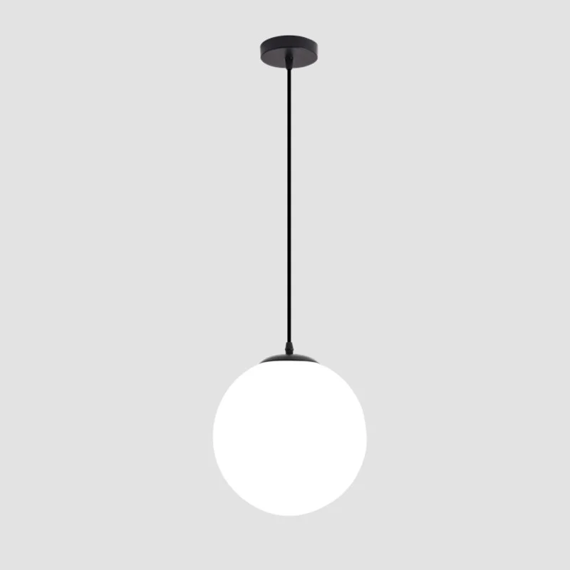 Sphere Restaurant Hanglamp Crème Glas 1 Kops Eenvoudige Plafondlamp Zwart Clearhalo