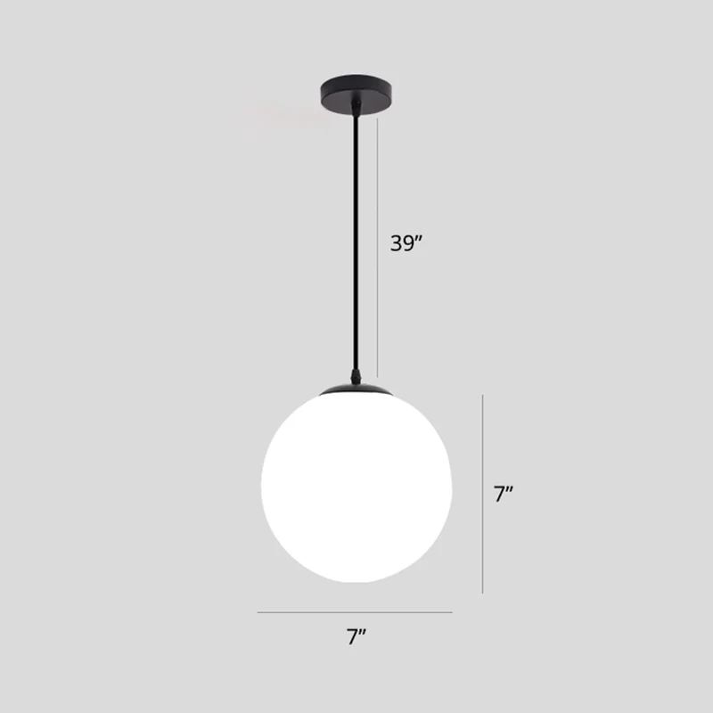 Sphere Restaurant Hanglamp Crème Glas 1 Kops Eenvoudige Plafondlamp Zwart Clearhalo