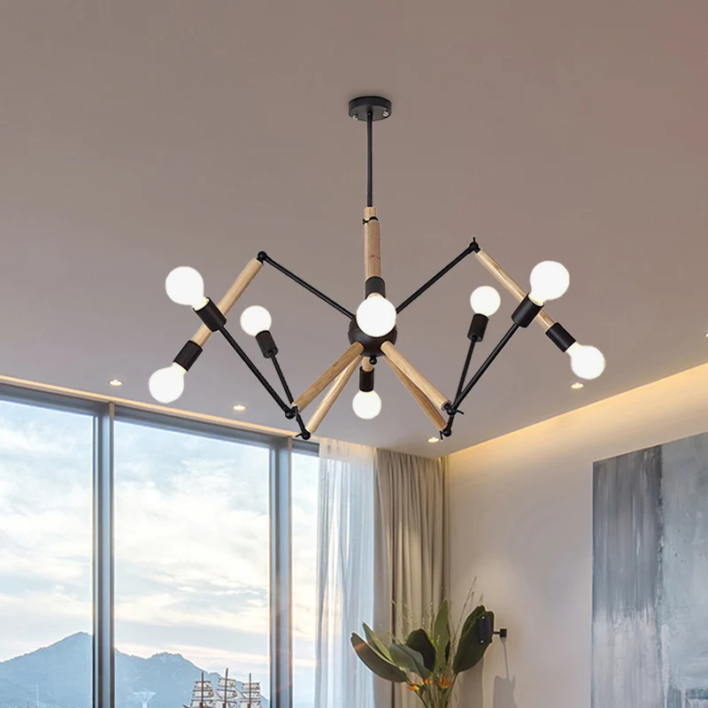 Spider Shape Suspension Light 8/10/12/16-Head hedendaagse metalen kroonluchter zwart/wit voor woonkamer Clearhalo