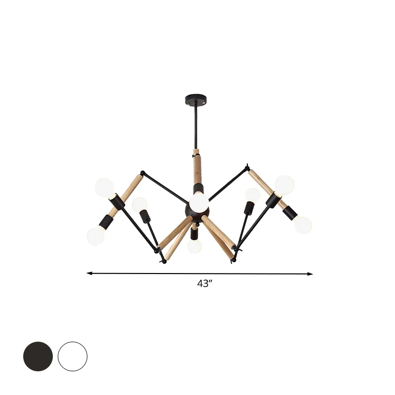 Spider Shape Suspension Light 8/10/12/16-Head hedendaagse metalen kroonluchter zwart/wit voor woonkamer Clearhalo