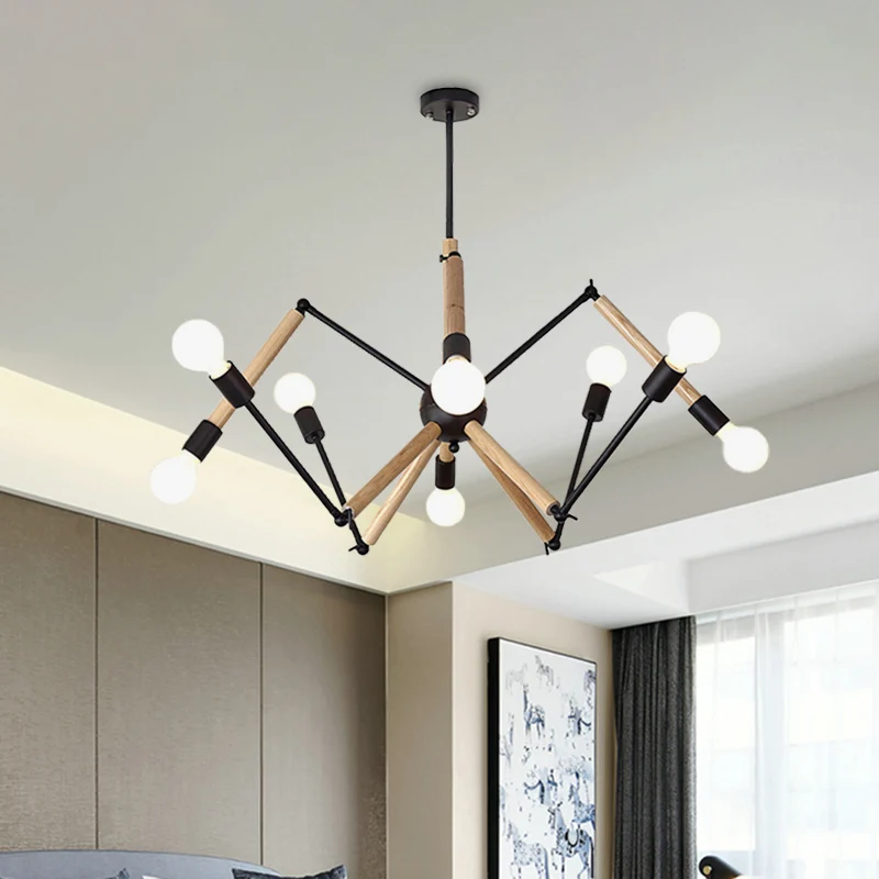Spider Shape Suspension Light 8/10/12/16-Head hedendaagse metalen kroonluchter zwart/wit voor woonkamer Clearhalo