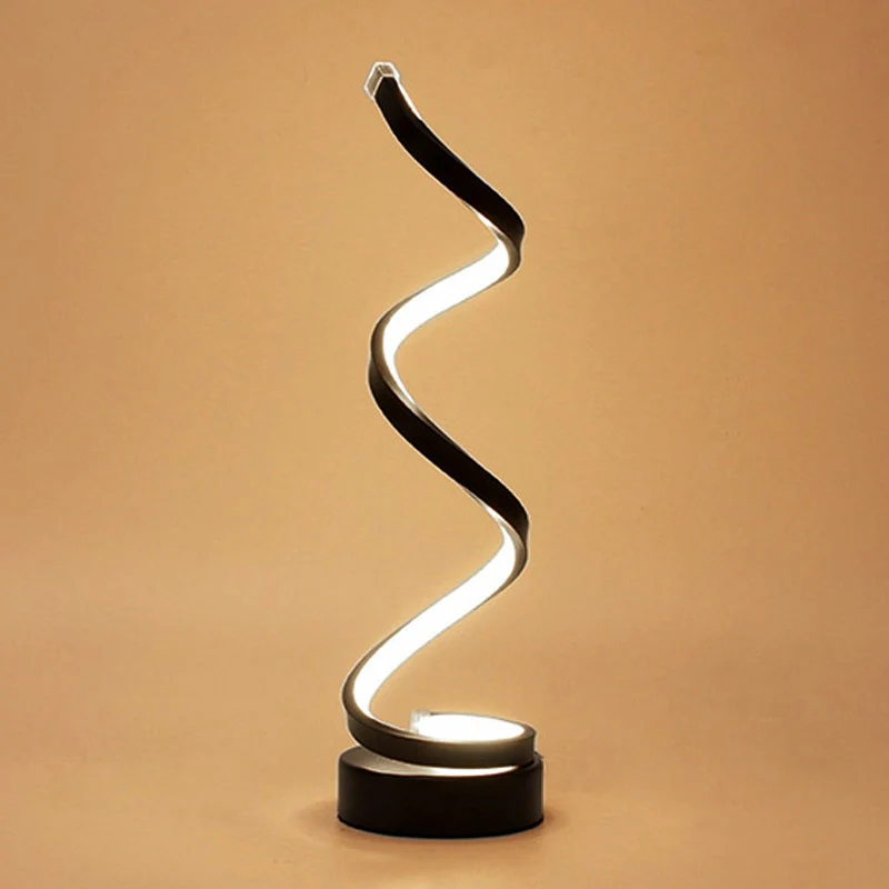 Spiraallint metalen tafellamp Simplicity Zwart/Wit/Goud LED-werkverlichting met cirkelvoetstuk warm/wit licht Clearhalo