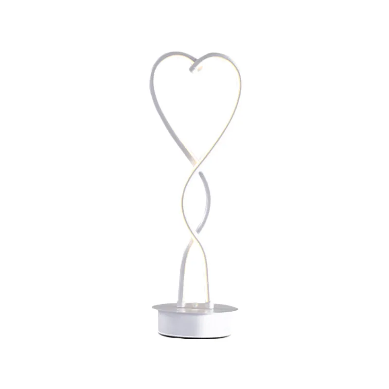 Spiraalvormige hartvormige tafelverlichting Hedendaagse acryl LED witte bureaulamp warm/wit licht voor nachtkastje Clearhalo