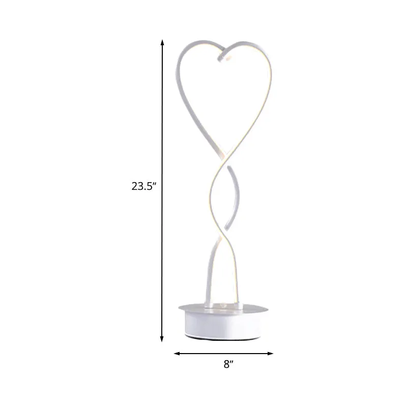 Spiraalvormige hartvormige tafelverlichting Hedendaagse acryl LED witte bureaulamp warm/wit licht voor nachtkastje Clearhalo