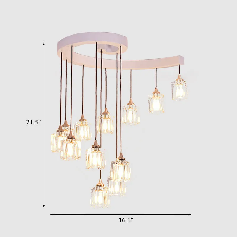 Spiraalvormige kristallen cilindercluster hangend modernisme slaapkamerhanglamp met 12 lampen wit Clearhalo