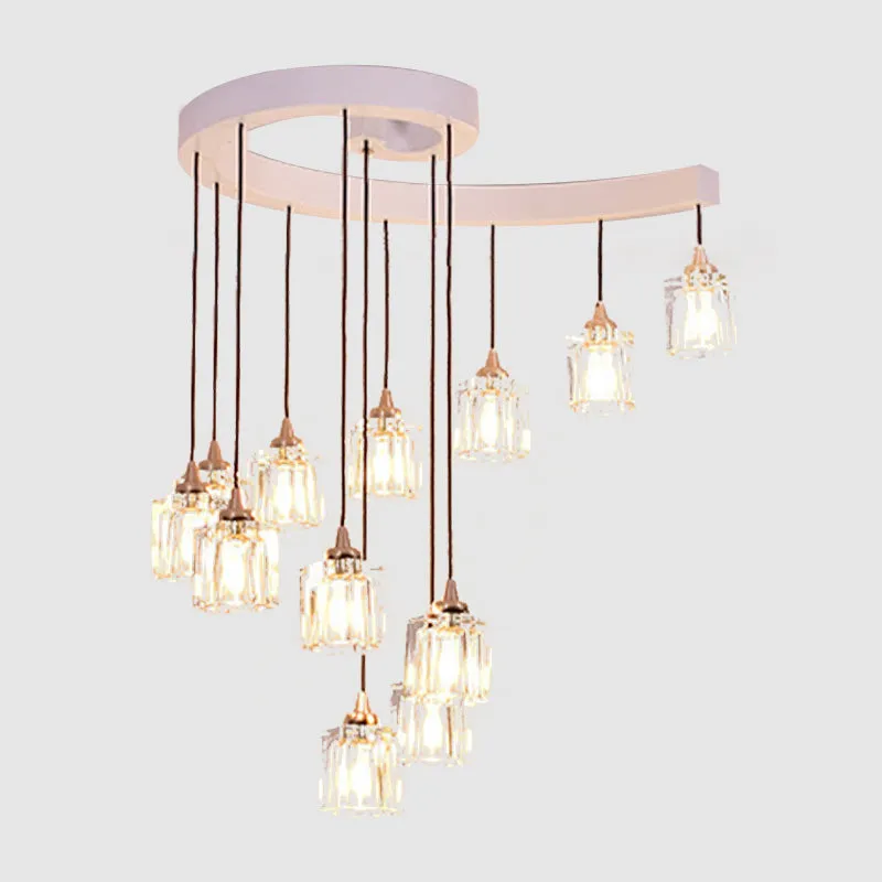 Spiraalvormige kristallen cilindercluster hangend modernisme slaapkamerhanglamp met 12 lampen wit Clearhalo