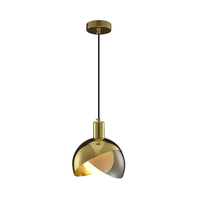 Split Dome Drop Lamp Modernistisch Metaal 1-lichts hanglamp met binnenbol opaal glazen kap Clearhalo