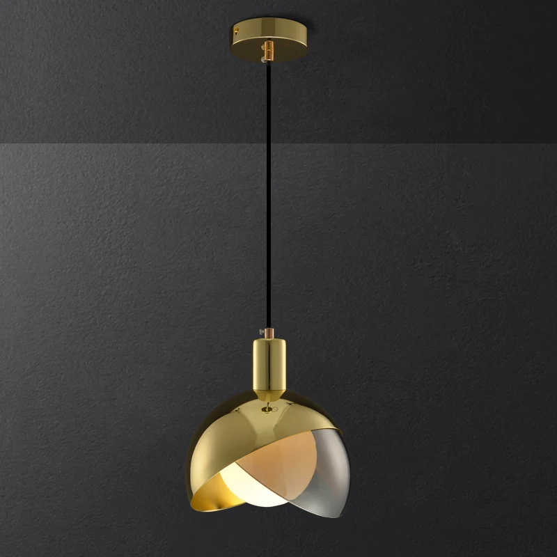 Split Dome Drop Lamp Modernistisch Metaal 1-lichts hanglamp met binnenbol opaal glazen kap Clearhalo