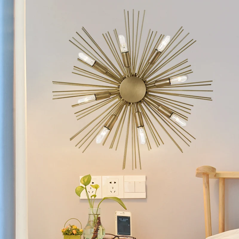 Spoetnik wandkandelaar moderne metalen 8-kops gouden afwerking wandgemonteerd lichtarmatuur Clearhalo