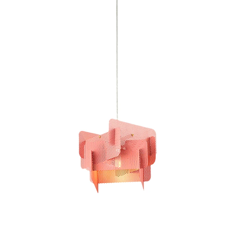 Staal gesplitst gaas scherm drop hanger moderne Vogue 1 kop roze/grijze hangende plafondlamp voor eetkamer Clearhalo