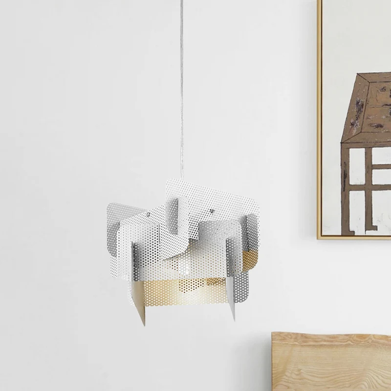 Staal gesplitst gaas scherm drop hanger moderne Vogue 1 kop roze/grijze hangende plafondlamp voor eetkamer Clearhalo