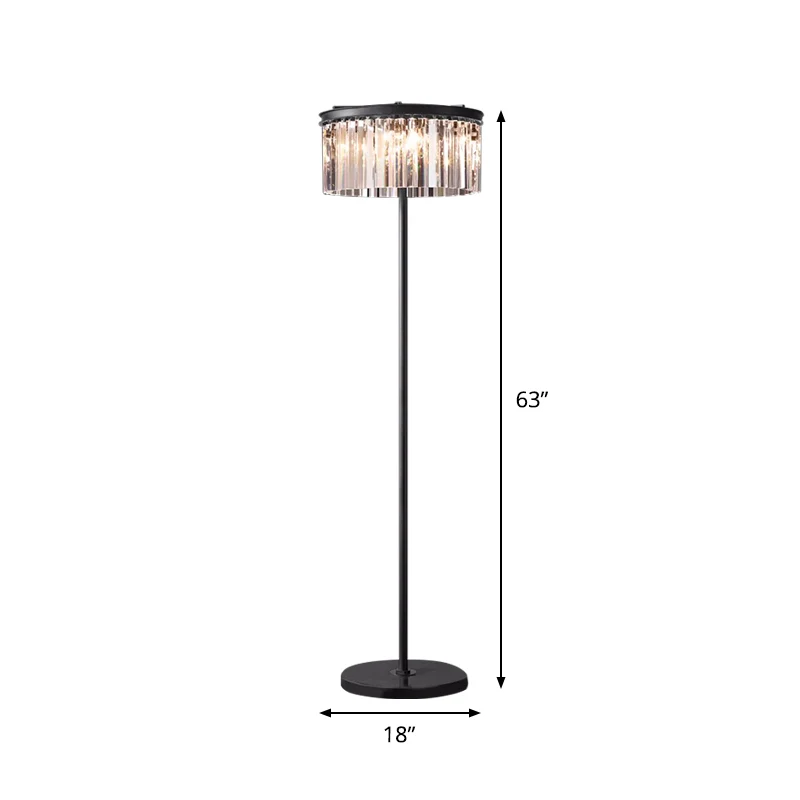 Staande lamp met 5 lampen, rustieke 1/3-laags kristallen blokvloerlamp zwart voor woonkamer Clearhalo