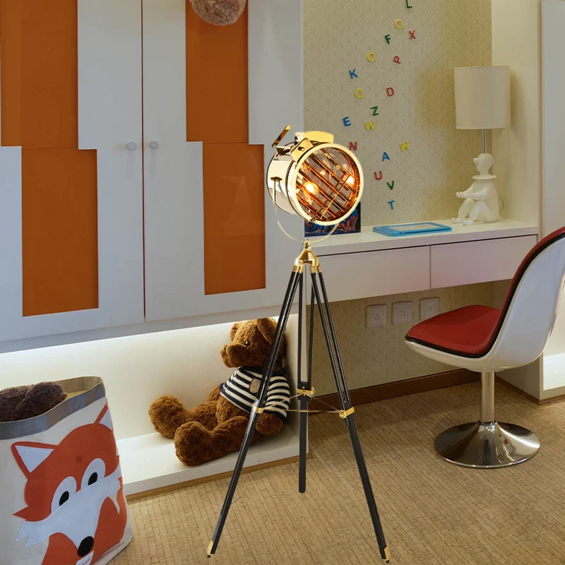 Staande lamp, zwart/hout, staande lamp, vintage metalen cilinderspot, vloerlamp met statief voor woonkamer Clearhalo