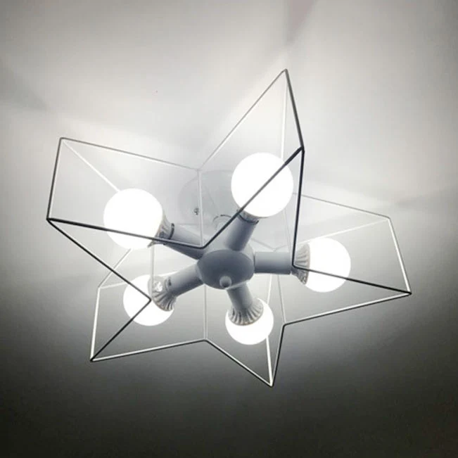 Star Cage Metallic Shade Semi Flush hanglamp Loft Stijlvolle 5-lichts slaapkamer plafondverlichting zwart/wit Clearhalo