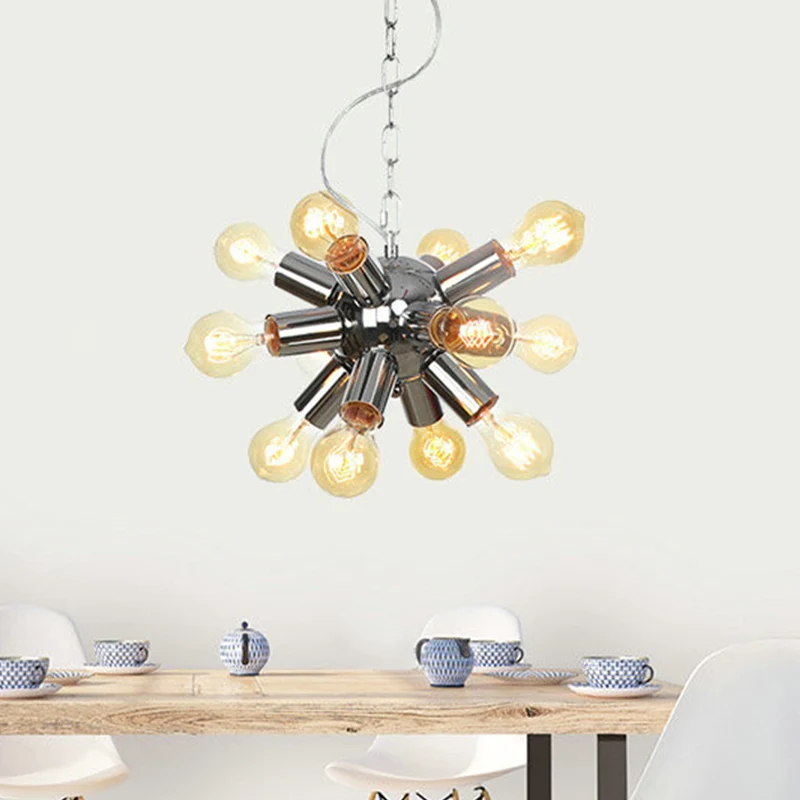 Starburst hangende kroonluchter hedendaagse metalen 9/12 lampen plafond hanglamp chroom Clearhalo