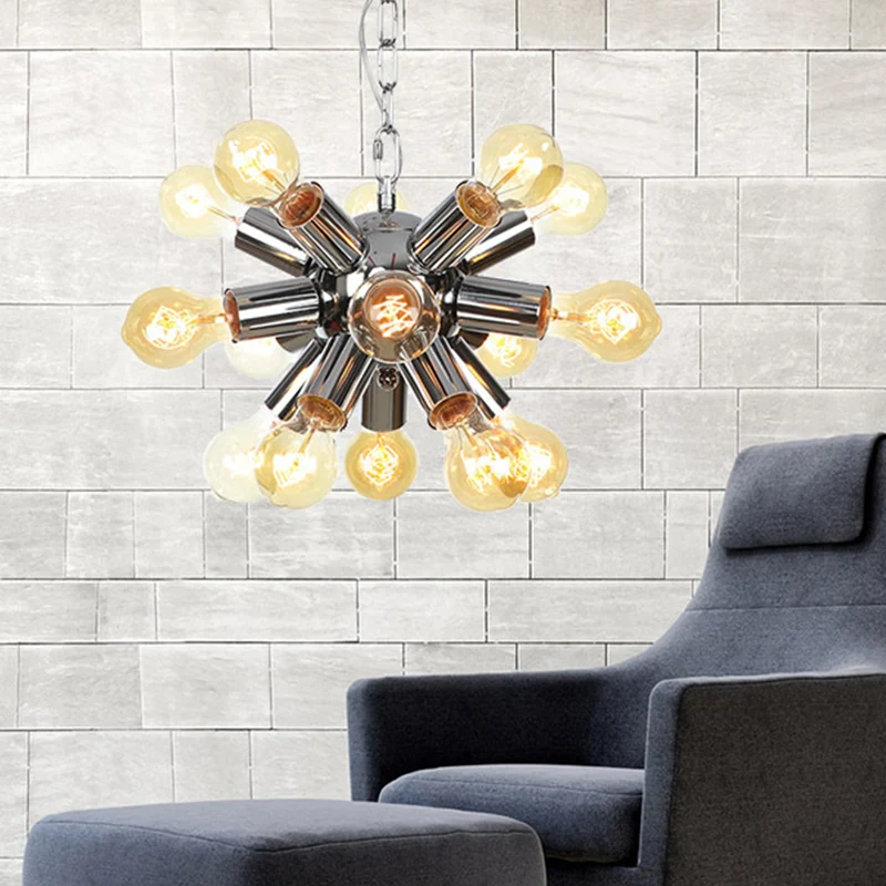Starburst hangende kroonluchter hedendaagse metalen 9/12 lampen plafond hanglamp chroom Clearhalo
