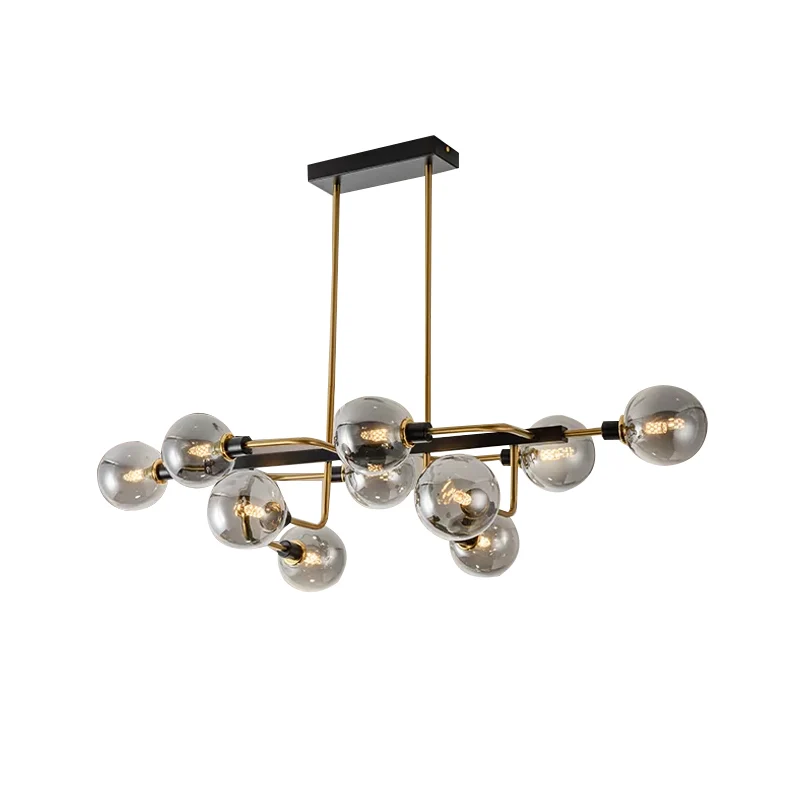 Starburst kroonluchter licht eigentijds 10-lichts amber/rookgrijs/crème glazen hanglamp Clearhalo