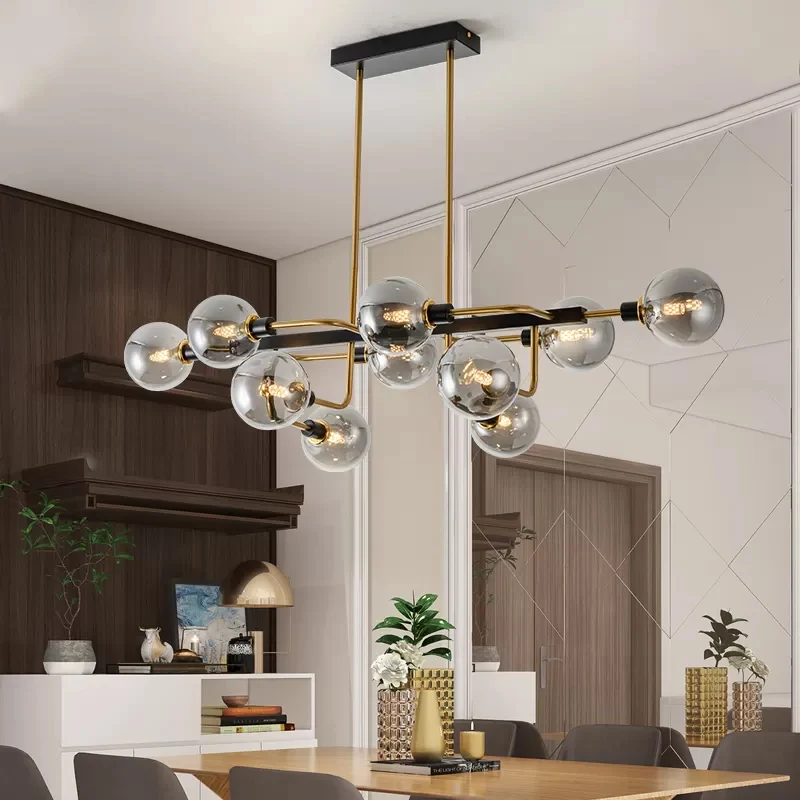 Starburst kroonluchter licht eigentijds 10-lichts amber/rookgrijs/crème glazen hanglamp Clearhalo