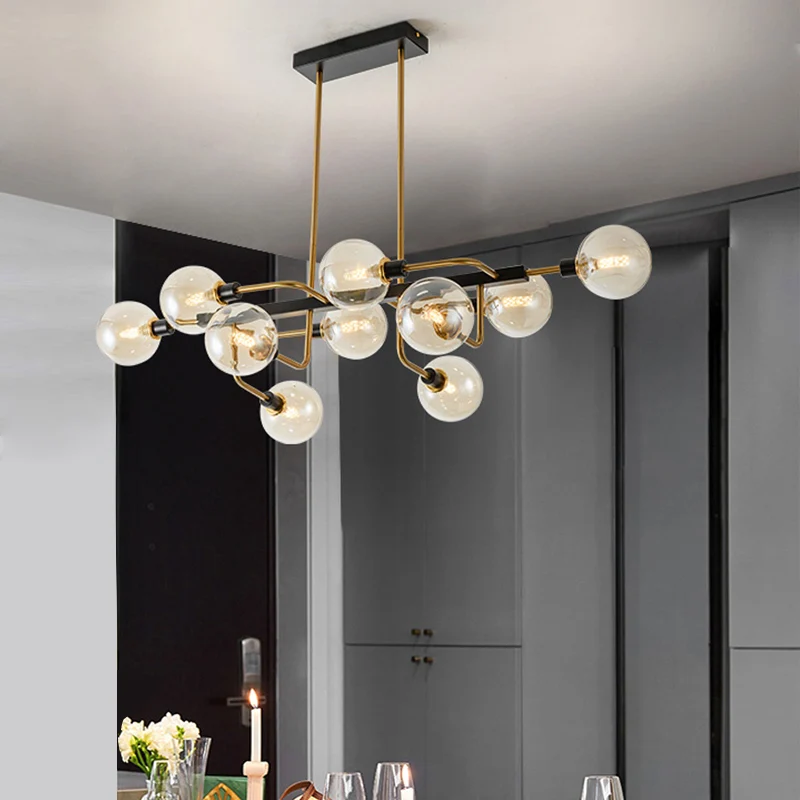 Starburst kroonluchter licht eigentijds 10-lichts amber/rookgrijs/crème glazen hanglamp Clearhalo
