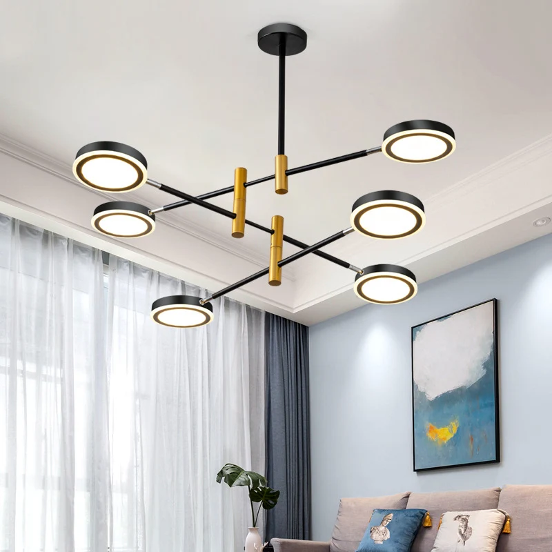 Starburst kroonluchter verlichting modern metaal 4/6 koppen wit/zwart en goud hanglampset, warm/wit licht Clearhalo
