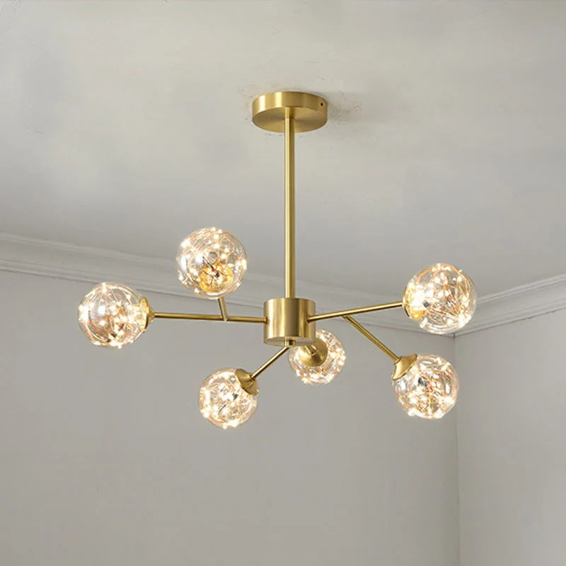 Starburst slingerlamp minimalistische metalen woonkamer LED-kroonluchterlamp met bubbelkap goud Clearhalo