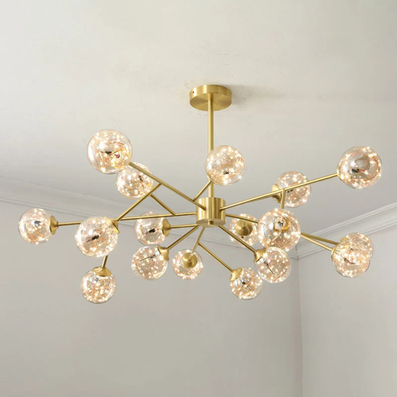 Starburst slingerlamp minimalistische metalen woonkamer LED-kroonluchterlamp met bubbelkap goud Clearhalo