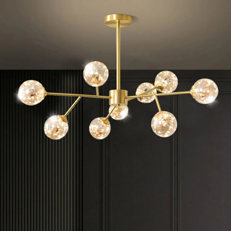 Starburst slingerlamp minimalistische metalen woonkamer LED-kroonluchterlamp met bubbelkap goud Clearhalo