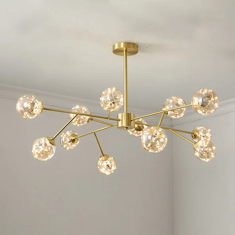 Starburst slingerlamp minimalistische metalen woonkamer LED-kroonluchterlamp met bubbelkap goud Clearhalo