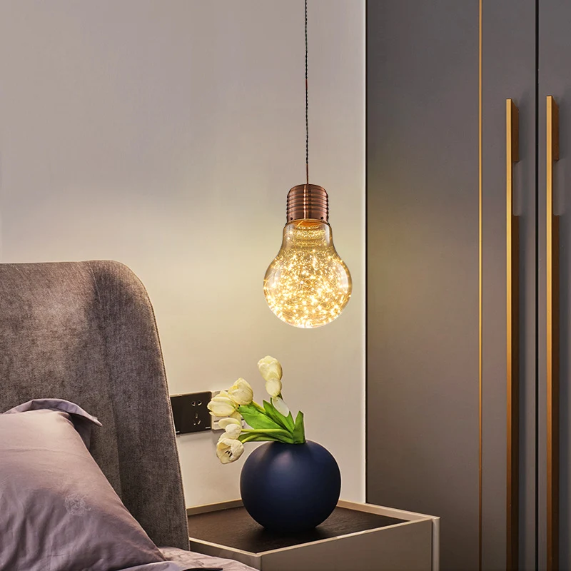 Starry Lichtslinger Noordse metalen LED-hanglamp met glazen lampenkap voor bar Clearhalo